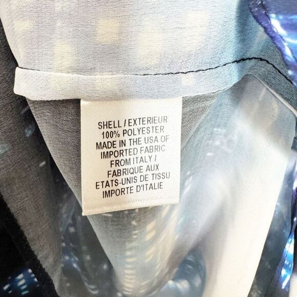 Milly City Scape 1/4 Button Pullover Collarless Blouse Blue Women’s Size 10 - Picture 6 of 7